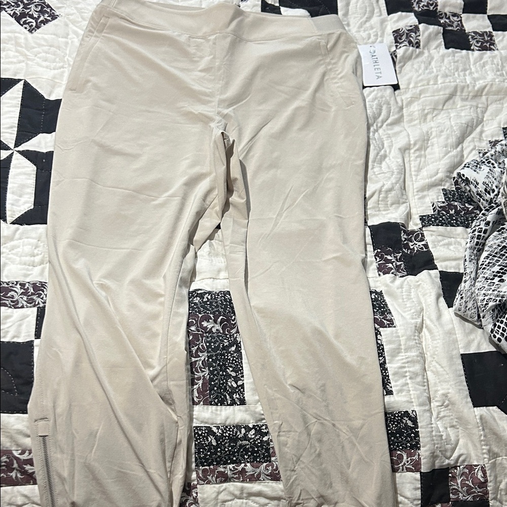 Athleta Neutral Beige Jogger-Style Track Pants